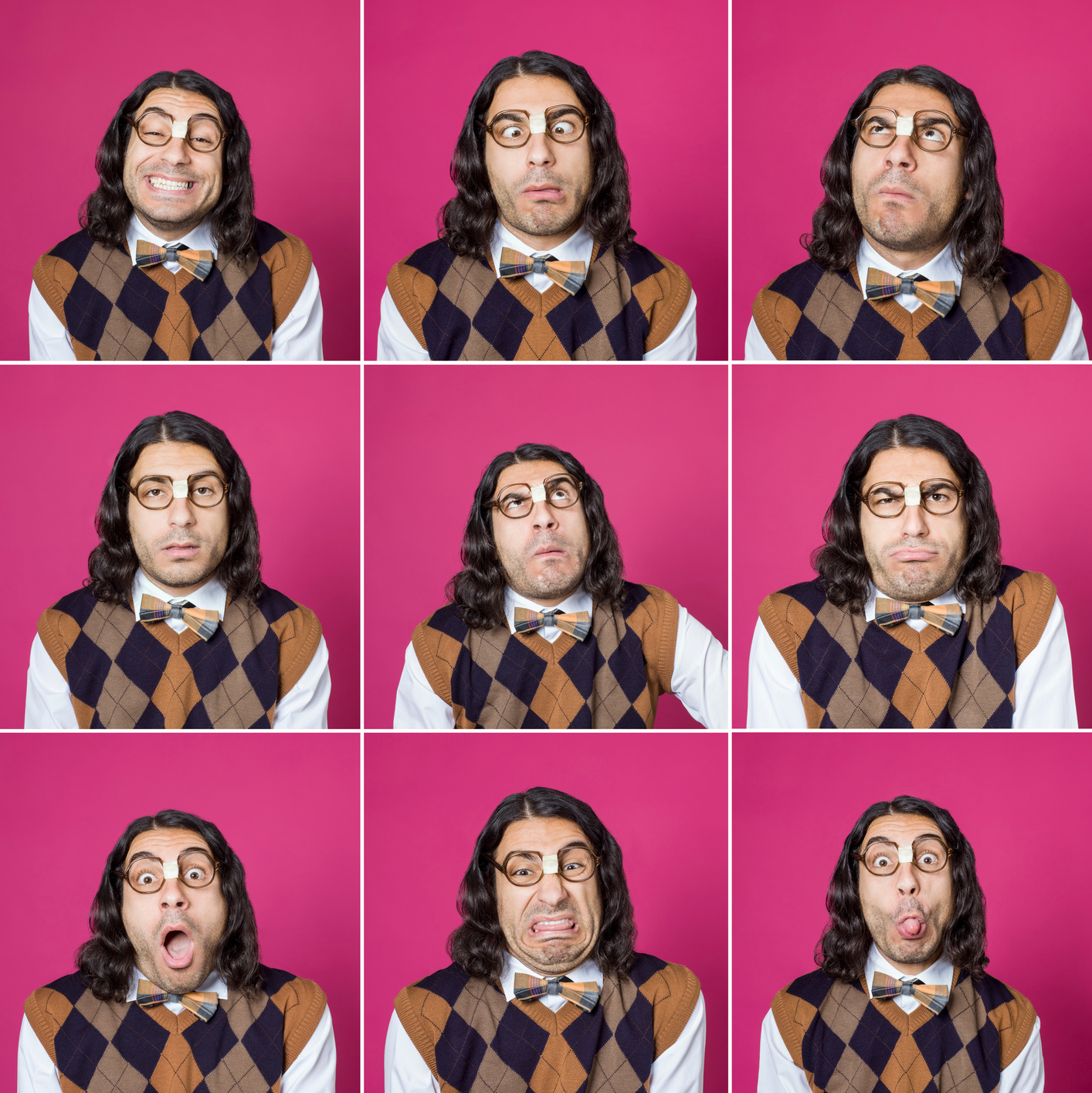 Nerd multiple face expressions